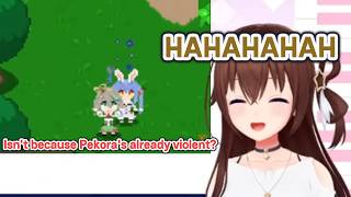 Sora caught off guard by Cecilia's dialogue and it made her laugh so hard