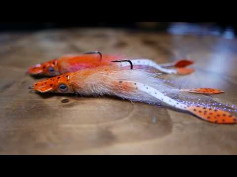 Fly tying an articulated squid.
