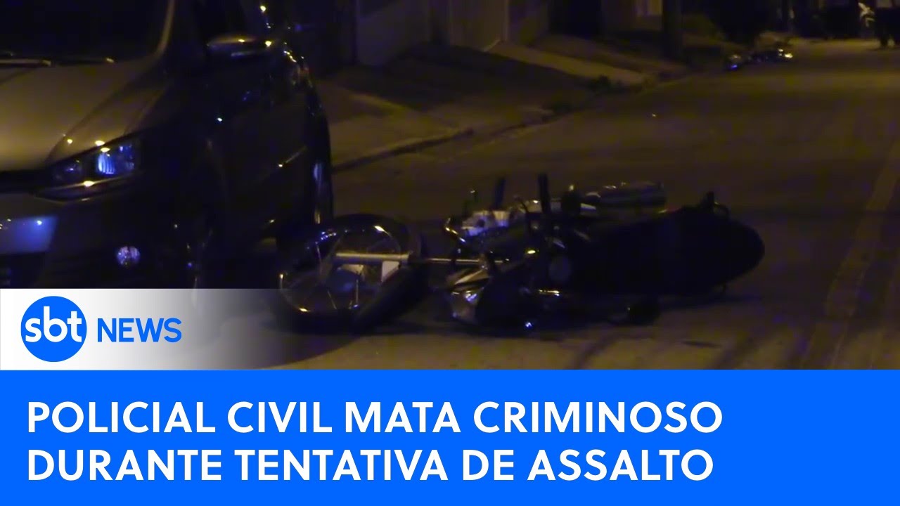 Policial civil mata criminoso durante tentativa de assalto no ABC paulista | #SBTNews (28/11/24)