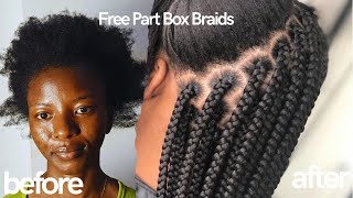 DIY FREE-PART BOX BRAIDS ON 4C HAIR | Beginner Friendly Box Braids Tutorial