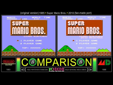 Super Mario Bros (NES vs Sega Genesis) Side by Side Comparison - Dual Longplay