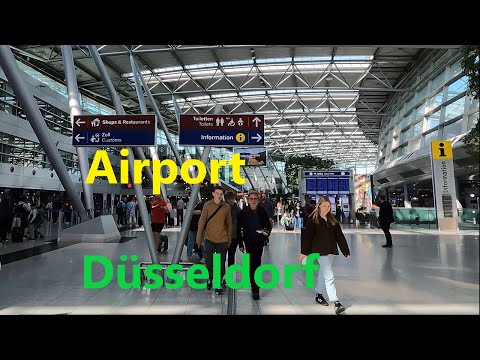 Düsseldorf Airport: Skytrain - Terminal check-in hall, arrival floor and car rental 德国杜塞多夫飞机场候机楼随拍