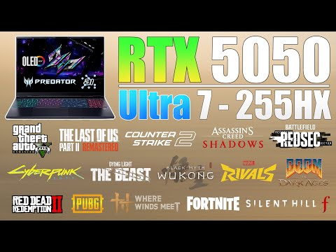 Acer Predator Helios Neo 16s : Intel Core Ultra 7 255HX RTX 5050 - New 15 Games Tested