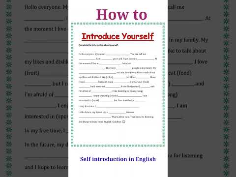 self introduction in english ||introduce yourself in interview || self introduction #shorts
