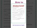 self introduction in english ||introduce yourself in interview || self introduction #shorts