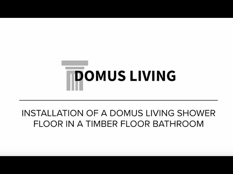 Domus Living Domustone Shower Floors: step-less installation on a timber bathroom floor.
