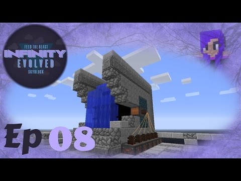 Modded Minecraft: FTB Infinity Evolved Skyblock, Immersive engineering waterwheel  (Ep08)