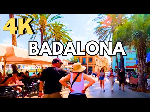 Walking in Badalona's Rambla, Barcelona Province, Spain, 4k #beachwalk #barcelona #spain