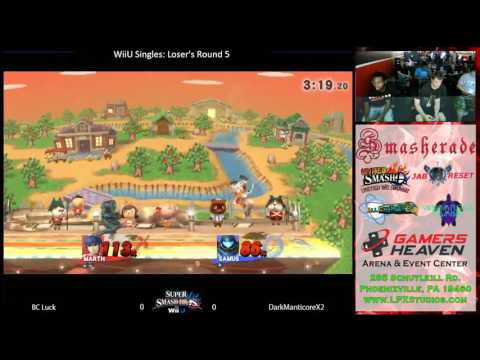 Smasherade Monthly #5 Smash 4 Singles - Luck (Marth) vs DarkManticoreX2 (Samus) - Loser's Round 5