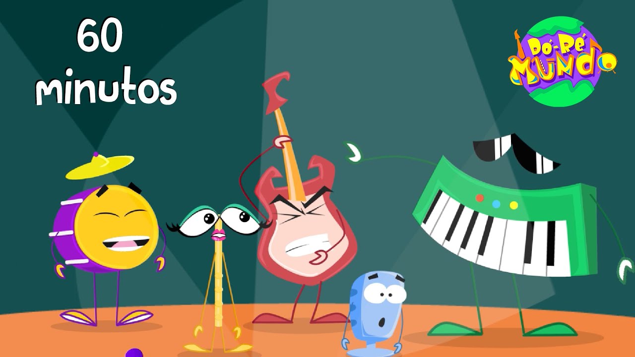 Maratona 1 hora de Dó-Ré Mundo sem parar 🎼 Música infantil | Notas Musicais | Instrumentos musicais