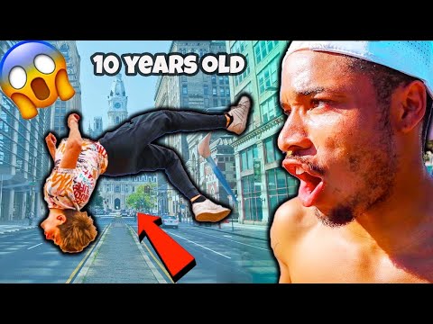 10 Years Old.. Surprises Street Performers With A BackFlip *Nidal Wonder*