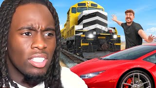 Kai Cenat Reacts to MrBeast Stop This Train, Win a Lamborghini!