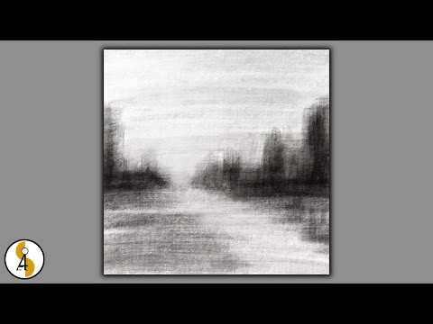 Black And White Abstract Landscape Painting / Digital Art / Procreate Art / iPad Art / Demo #354