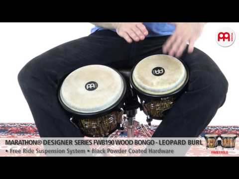 Meinl FWB190LB Marathon Designer Series 6-3/4" & 8" Wood Bongos in Leopard Burl w/ Video image 2