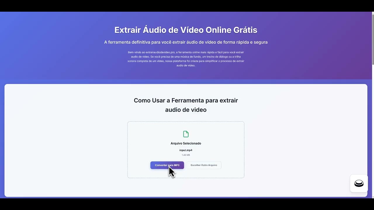 Tutorial em vídeo mostrando como extrair áudio de vídeo online