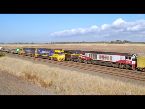 5MP2 Pacific National Steel Train Crosses SCT's 7922v Container Train (2/5/2024) - PoathTV Railways