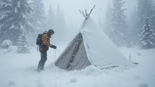 Extreme Cold Survival at -37°C | Solo Hot Tent & Wood Stove Adventure