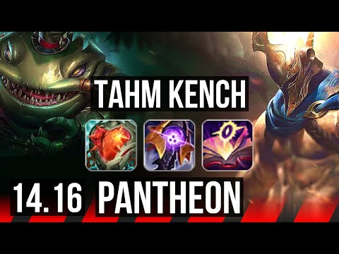 TAHM KENCH vs PANTHEON (TOP) | 6 solo kills, 1000+ games, Godlike, 12/3/5 | EUW Master | 14.16