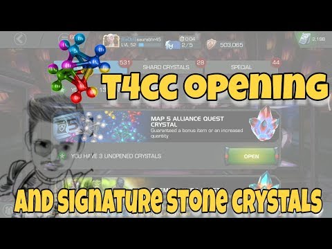 MCOC || T4cc crystals, alliance quest map 5 crystals, sig crystals opening