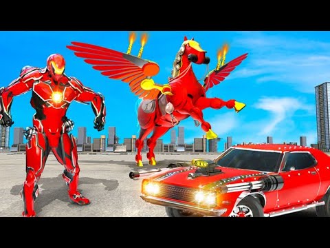 Flying Muscle Car Robot Transform Horse Robot Game - Android Gameplay