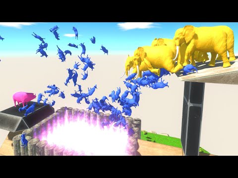 Colors Dinosaur Run To Get a pink Pig #1|  Animal Revolt Battle Simulator