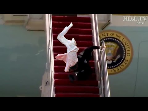 Joe Biden falls over Air Force one stairs 3 times