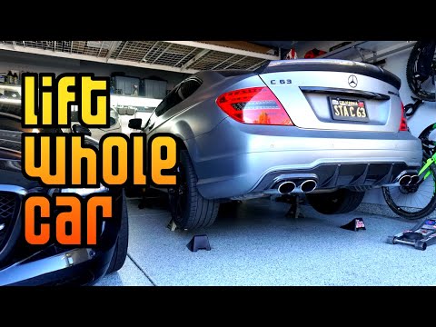 How to Lift a Mercedes W204 C Class at Home! (4 Wheels Off the Ground!)