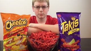 13-yr-old does Takis Fuego & Hot Cheetos Challenge : Crude Brothers