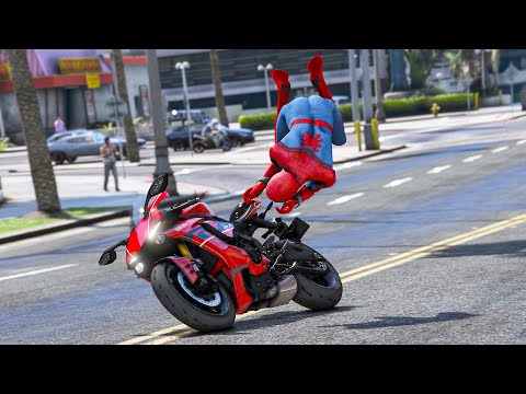 GTA 5 Spiderman Motorcycle Fails/Ragdolls (Euphoria Ragdolls)