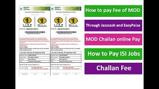 How to pay MOD Challan Fee Online through jazzcash and easypaisa