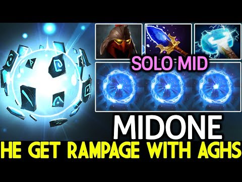 MIDONE [IO] He Can Get Rampage with only Aghs Cancer Gameplay 7.22 Dota 2