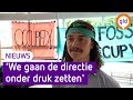Klimaatactivisten blokkeren hogeschool in Velp