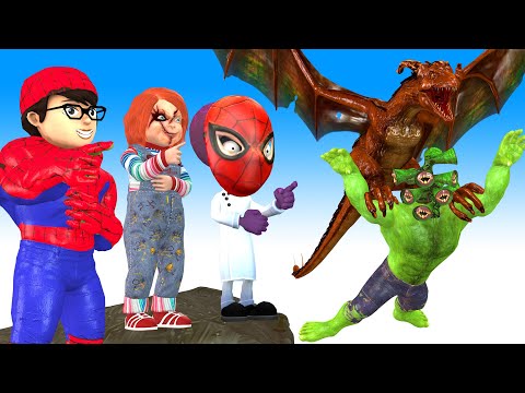 Spider Nickhulk and Chucky Zombie Use Magic Pot vs Giant SirenHead - Scary Teacher 3D Happy Ending