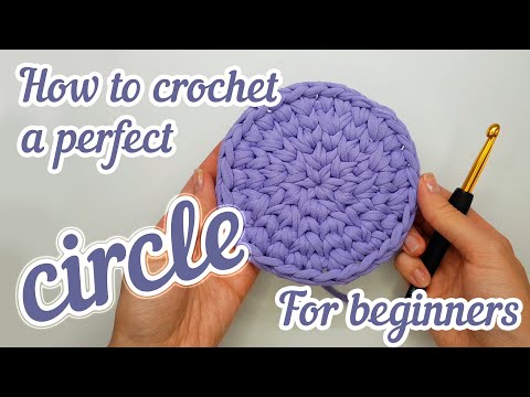 How to crochet a PERFECT CIRCLE without seam with T-shirt yarn FOR BEGINNERS with some helpful tips