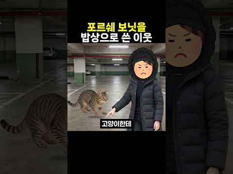 포르쉐 보닛을 ‘밥상‘으로 쓴 이웃