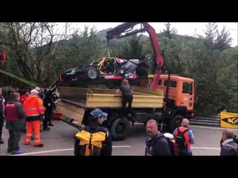 Pedavena 2018 crash car recover tow away alfa picchio hillclimb unfall