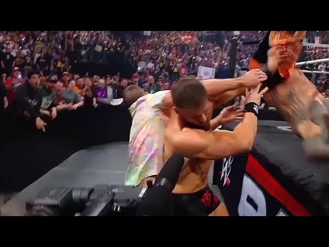 Jey Uso Pulls A Top Dolla Over The Top Rope Dive Botch - WWE Monday Night Raw 3/17/25