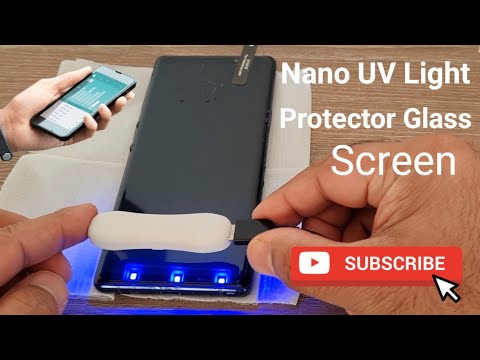 Part of a video titled How to fix Nano UV glue Curved glass Screen Protector - YouTube
