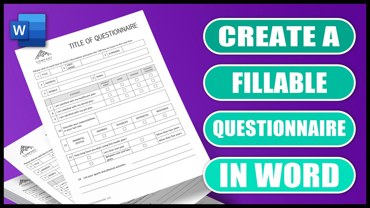 Create a FILLABLE DIGITAL QUESTIONNAIRE | FORM in word | Easy Tutorial