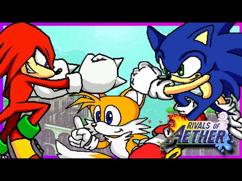 TEAM SONIC FIGHT!! Sonic VS Tails VS Knuckles! Team Sonic Play Rivals Of Aether