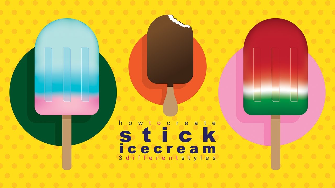 Draw with me | How to create stick ice cream | Adobe Illustrator | For Beginners 101