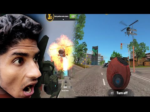 Rope Hero Vice Town (khaki tank pushes police Car robot into the water) - Android Gameplay HD