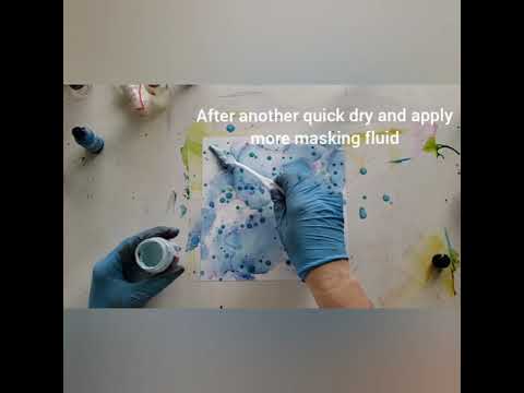 Layering masking fluid and ALCOHOL INK