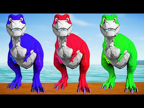 Jurassic World Evolution Rexy Color Pack vs Spinosaurus,3 Head Tyrannosaurus Rex Dinosaurs Fight!
