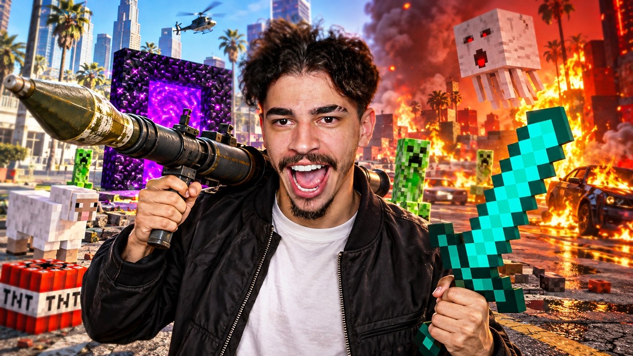 O MINECRAFT DENTRO DO GTA 5 ESTÁ INSANO!!!
