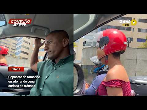 Vídeo: Capacete do tamanho errado rende cena curiosa no trânsito.