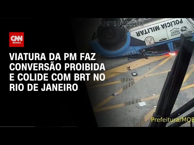 Viatura da PM faz conversão proibida e colide com BRT no Rio de Janeiro | CNN NOVO DIA