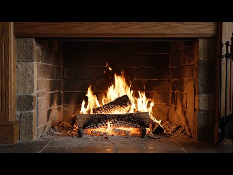 | 4K | Elegant Colonial Fireplace 🔥 Traditional Stone Hearth ASMR No Music | 2 Hours & Cozy Home Amb