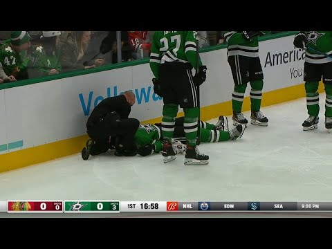 Tanner Kero gets knocked out by the hit from Brett Connolly