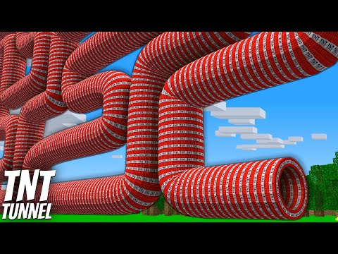 I found a CROOKED TNT TUNNEL in Minecraft ! What's INSIDE the LONGEST TNT ?